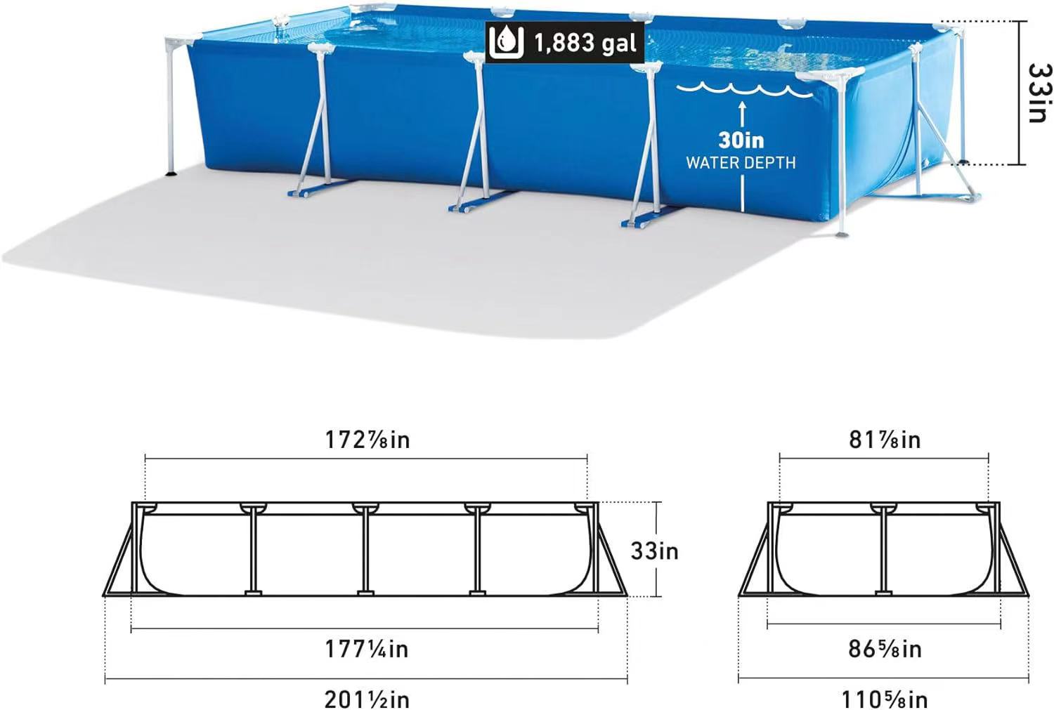 ☀️ FLASH SALE! Rectangular Frame Pool w/ Quick Drain 💦 - 15% OFF + FREE Pool Kit! 🚚 Fast US/UK/CA/AU Shipping